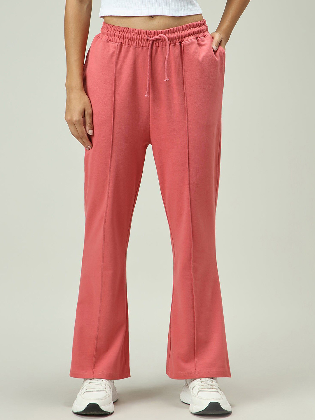 Outzidr Mauve Solid Pintuck Sweatpants