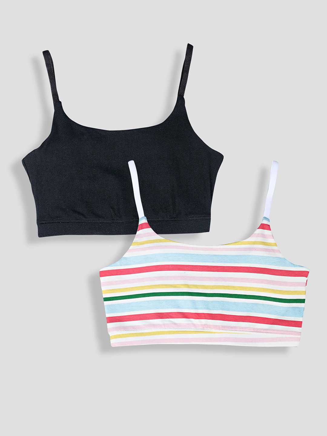 TRESNOVA Girls Pack Of 2 Striped Medium Coverage Non Padded Beginners Bra