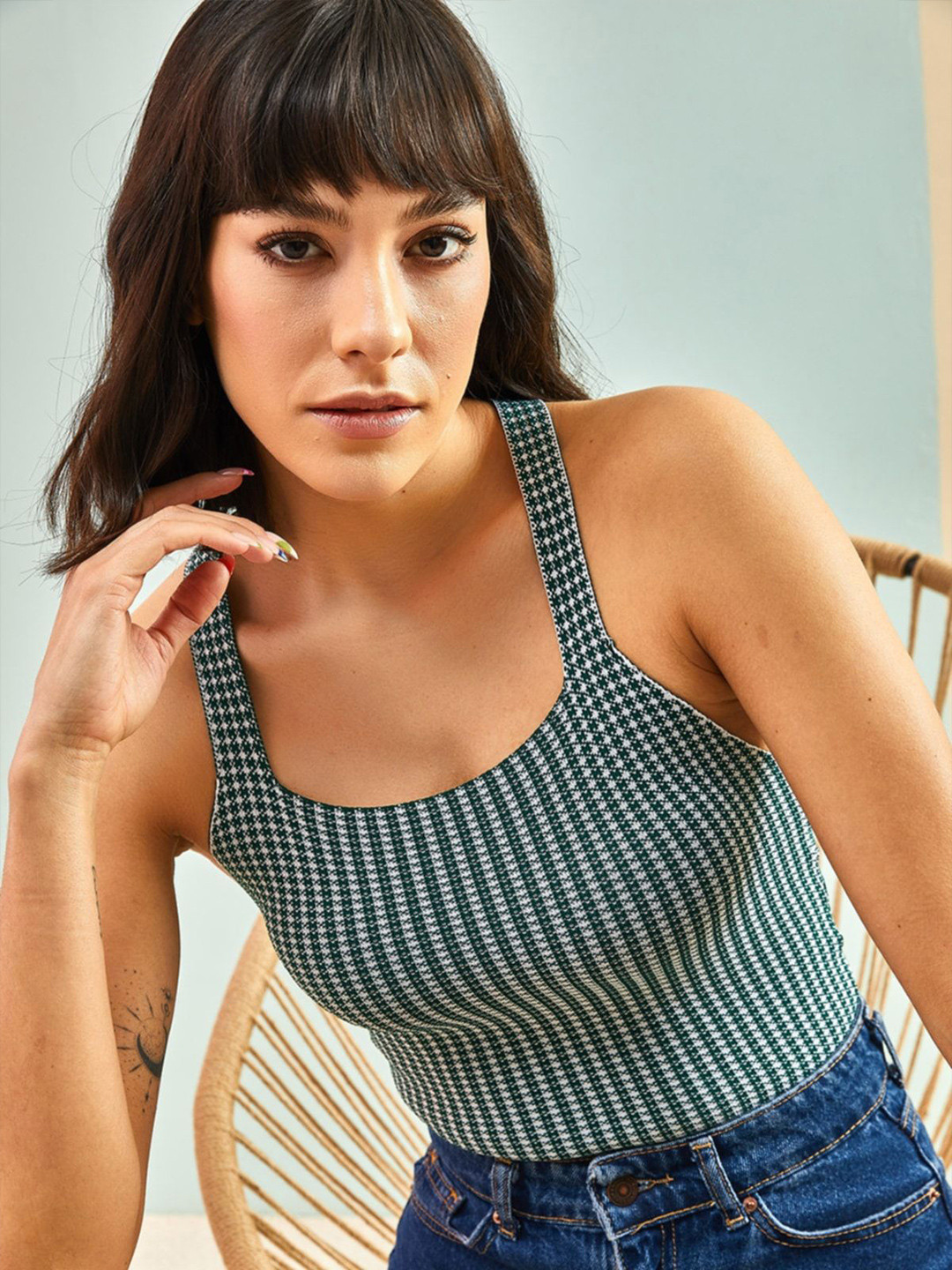 BIANCO LUCCI Vertical Stripes Striped Tank Top