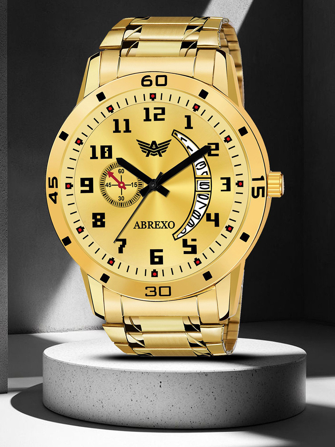 Abrexo Men Round Dial & Stainless Steel Bracelet Style Straps Analogue Watch Abx1325