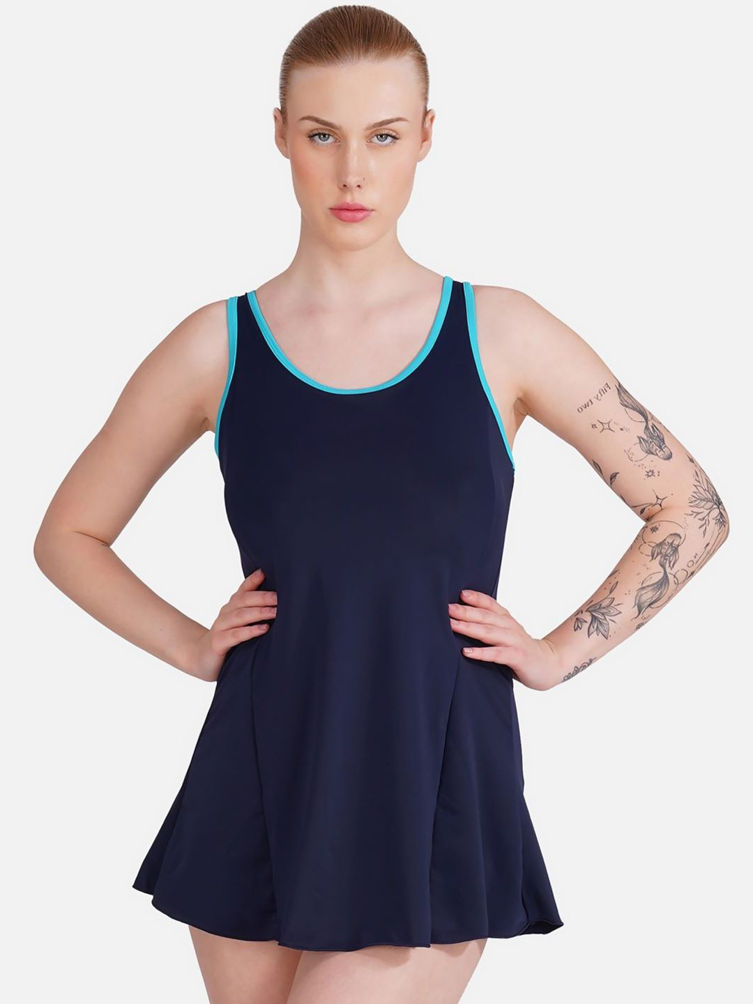 Poftik Padded A-Line Swimwear With Attached Shorts