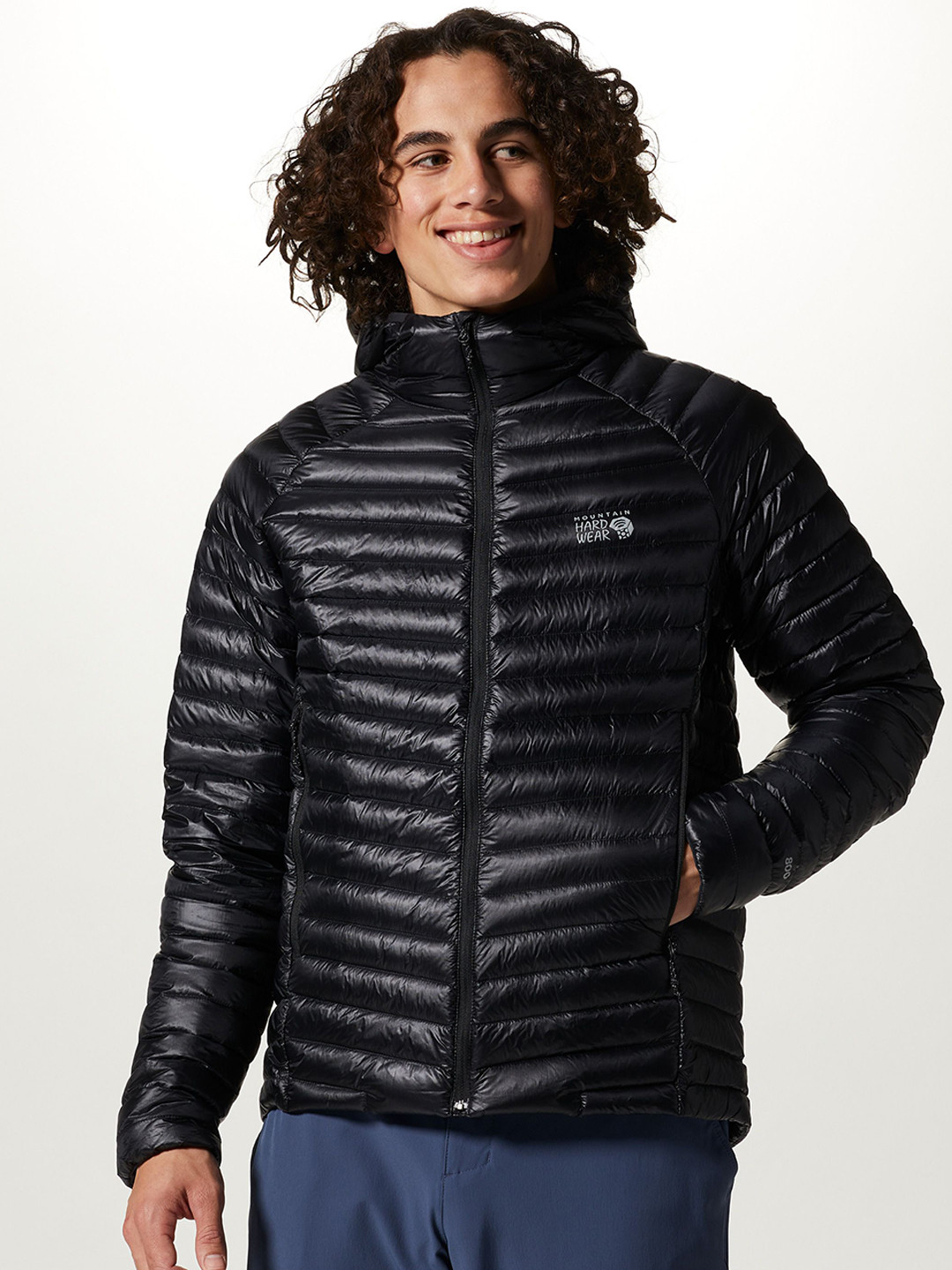 Mountain Hardwear Ghost Whisperer Hoody Striped Mock Collar Puffer Jacket