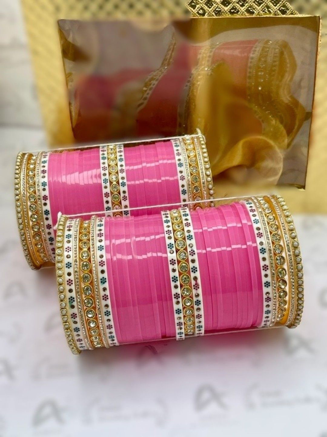 T4 JEWELS Set Of 76 Gold Plated Kundan Stone Studded Bridal Chuda Bangle