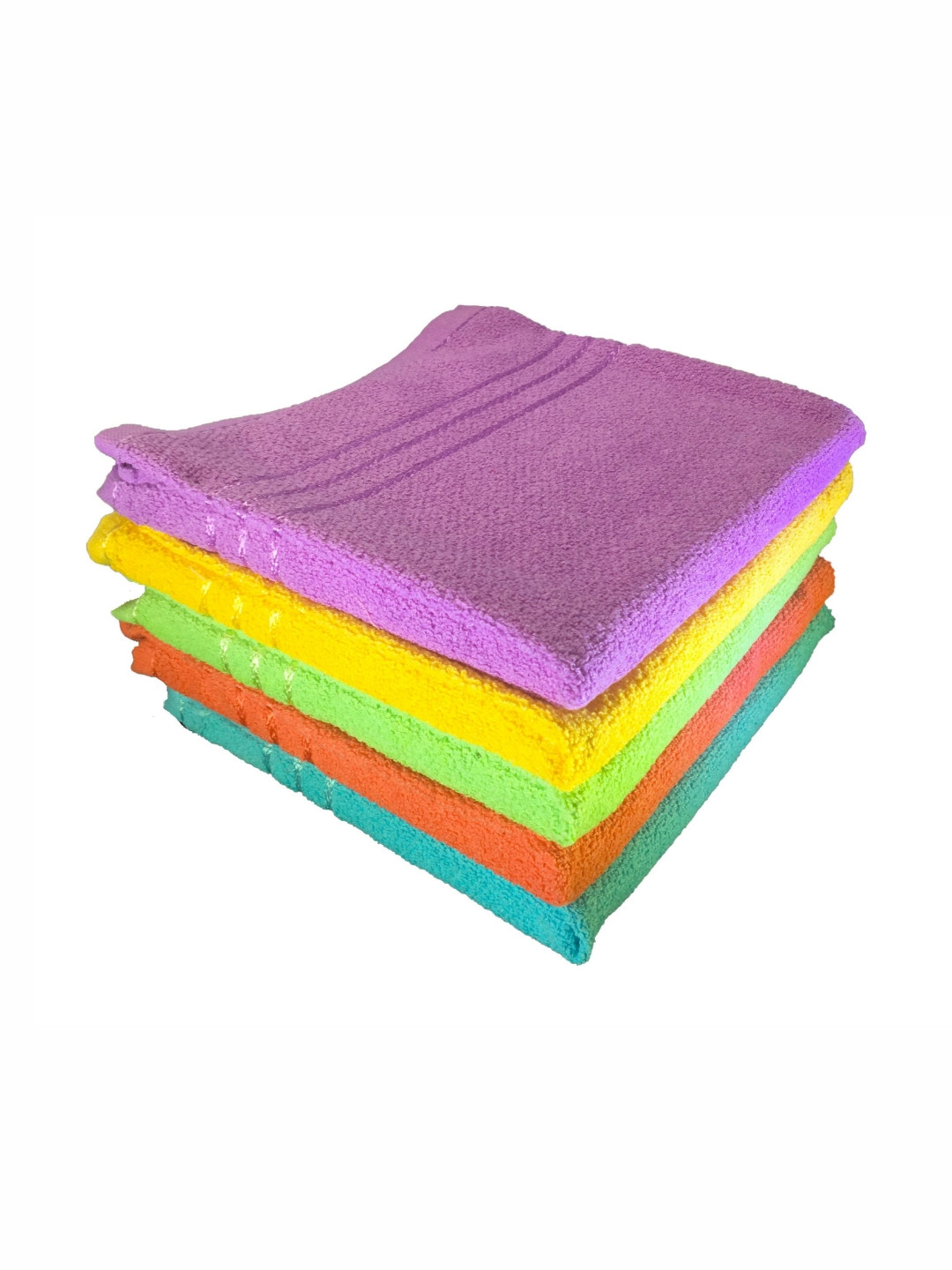 SHOP BY ROOM 5-Pcs White, Green 110 GSM Hand Towels