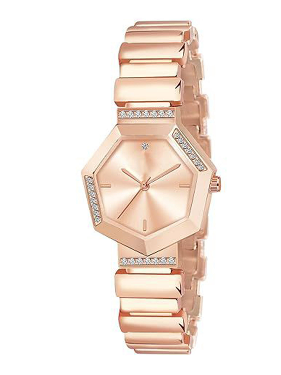 JUST LIKE Women Embellished Dial & Bracelet Style Straps Analogue Watch 169 ROSE GOLD