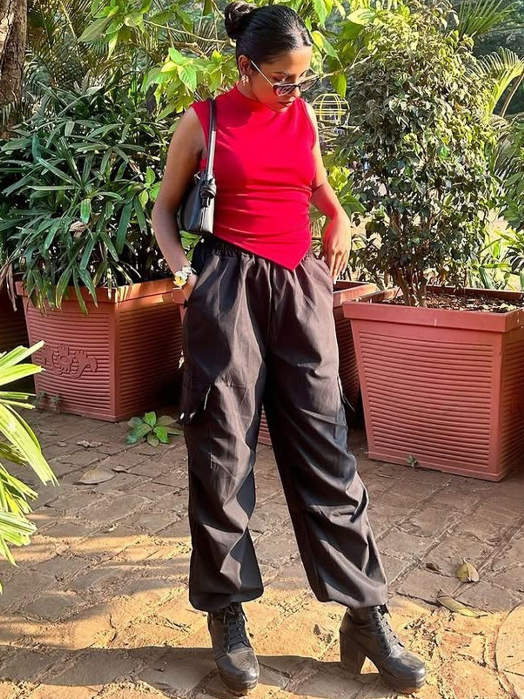 Outzidr Black Parachute Cago Pants