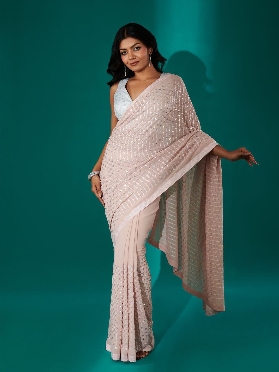 TEEJH Ujwal Lavender Georgette Saree