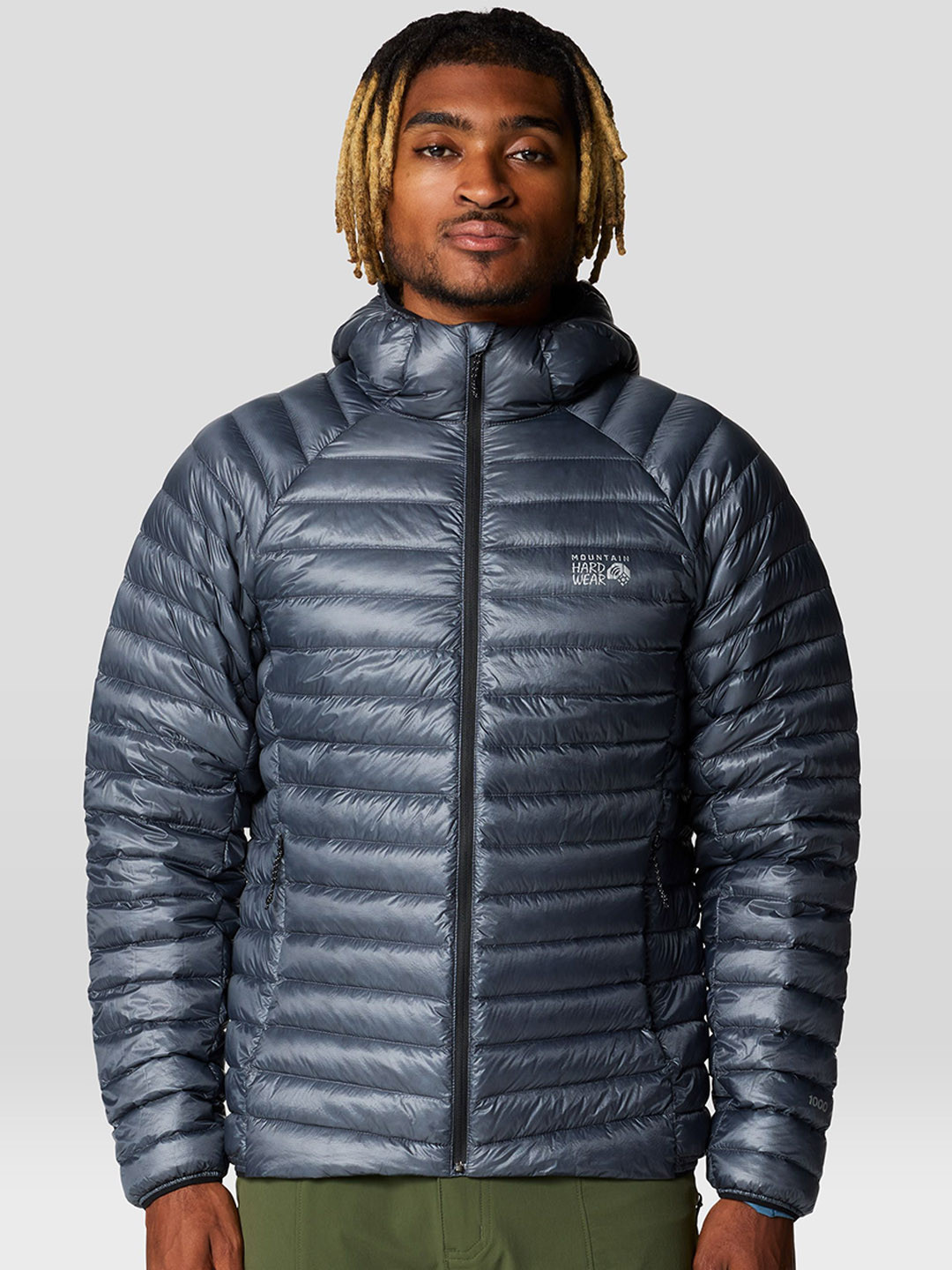 Mountain Hardwear Striped Hooded Lightweight Outdoor Puffer Jacket