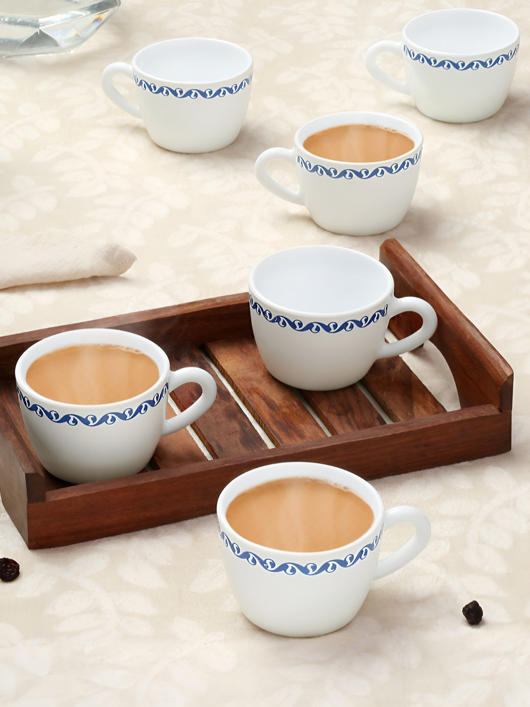 Larah by BOROSIL My Dad My Superhero White Ethnic Motifs Opalware Microwave Safe 6 Piece Cups-140ml