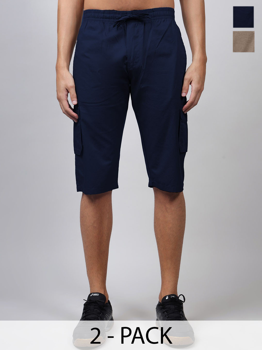 HAUWER 25cpri Men Pack Of 2 Cotton Regular Fit Cargo Shorts