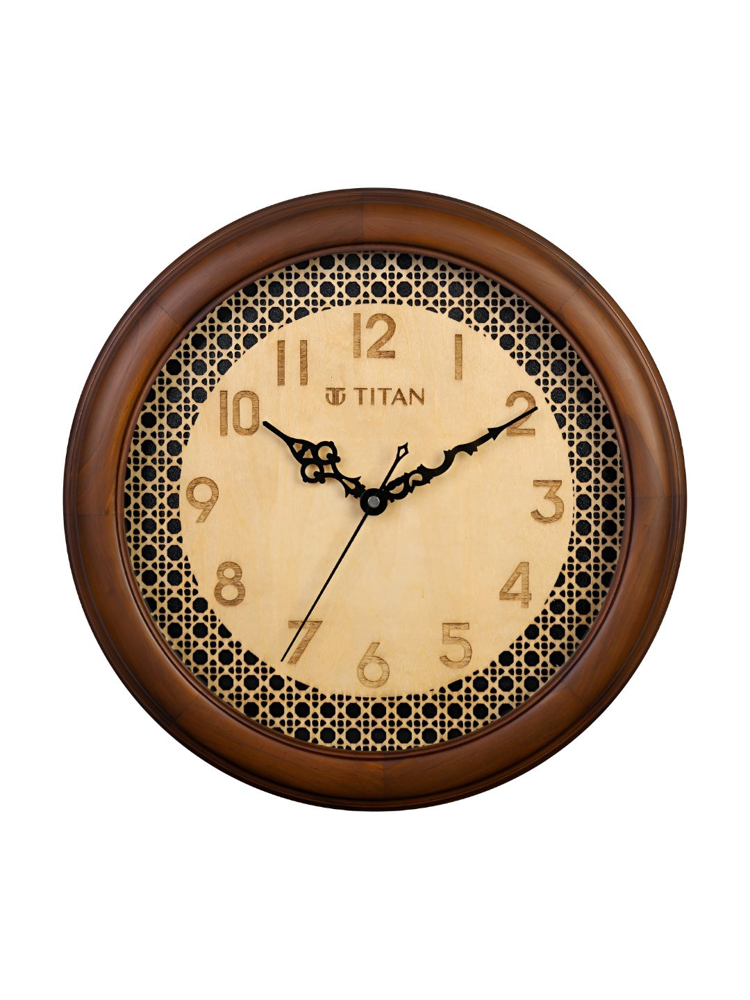 Titan Classic Brown & Beige Wooden Contemporary Round Shaped Wall Clock