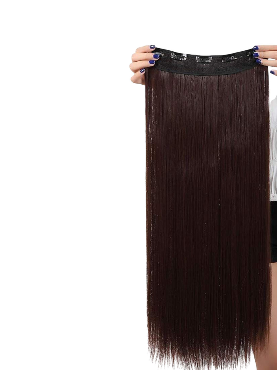 VIEWS Clip-In Straight Scalp Topper Hair Extension - Brown - 24 In