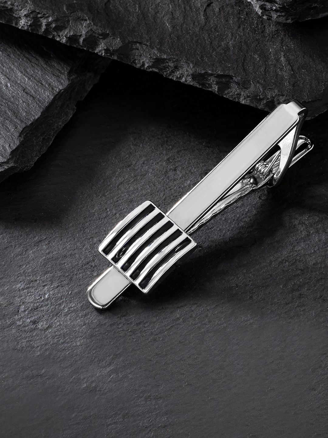 Peora Silver-Toned Plated Metal Tie Pin Brooch