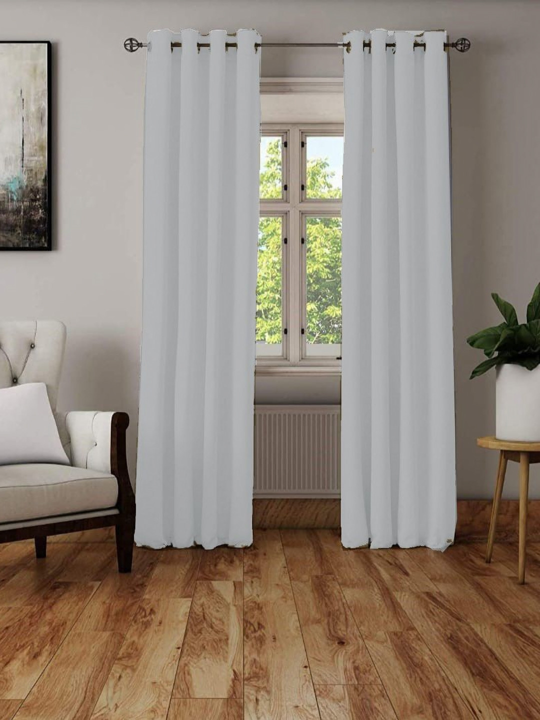 Haimac Grey 2 Pieces Room Darkening 300 GSM Long Door Curtains