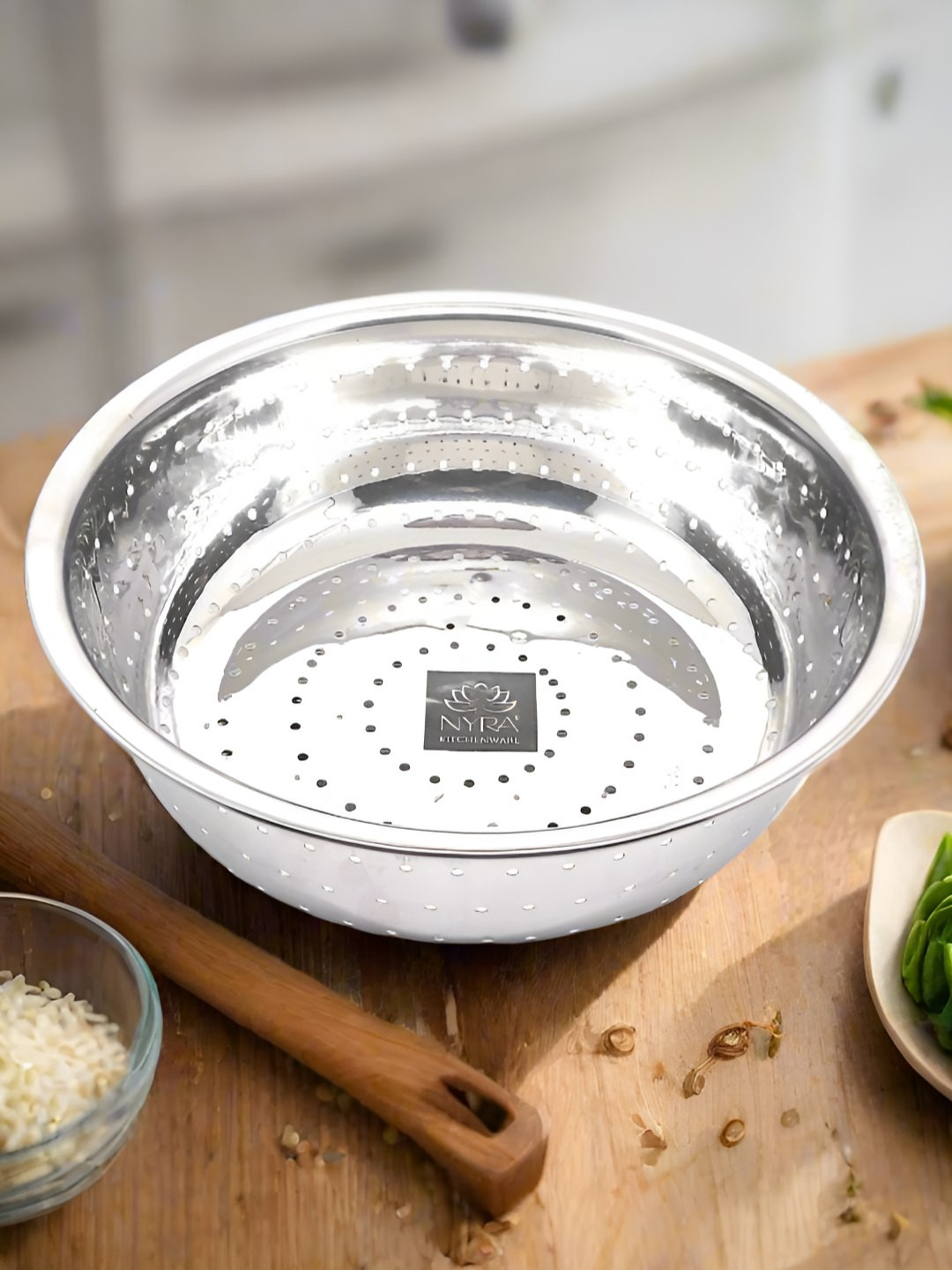 Nyra Kitchenware Steel Stainless Steel Colander Strainer