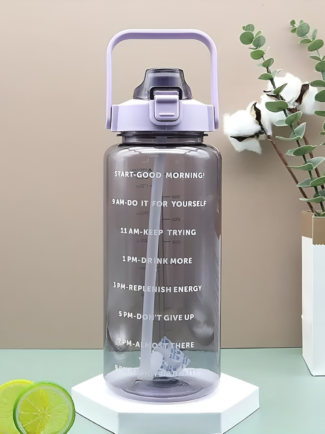 ReeQ Motivational Lavender Typography Plastic Spill Proof Sipper - 2L