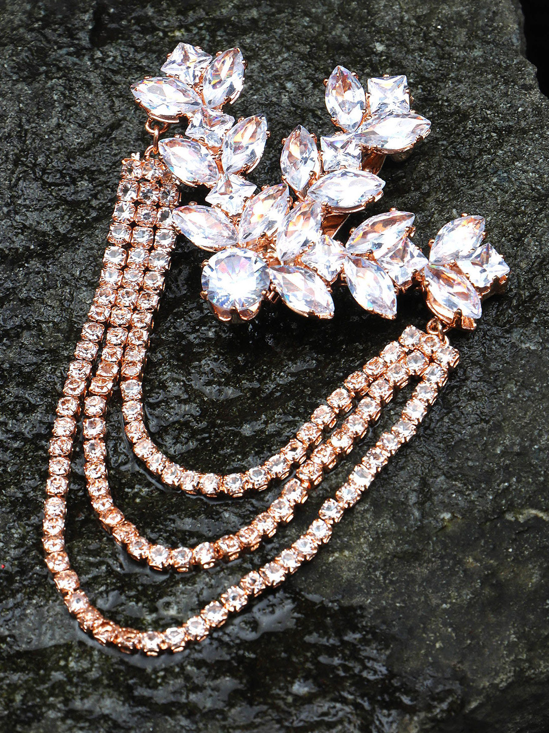 JYONA Sparkling CZ/AD Saree Pin (Brooch) For Women