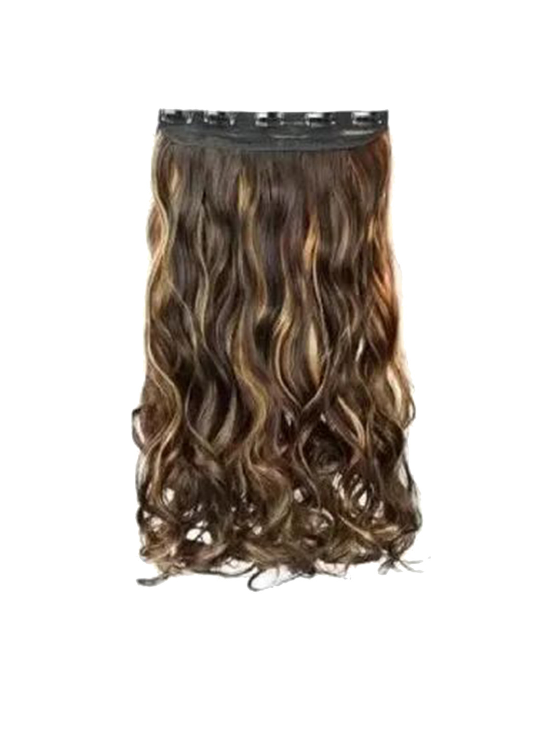 ABS Clip-In Curly Hair Extension - Brown & Gold Highlight - 24 Inches