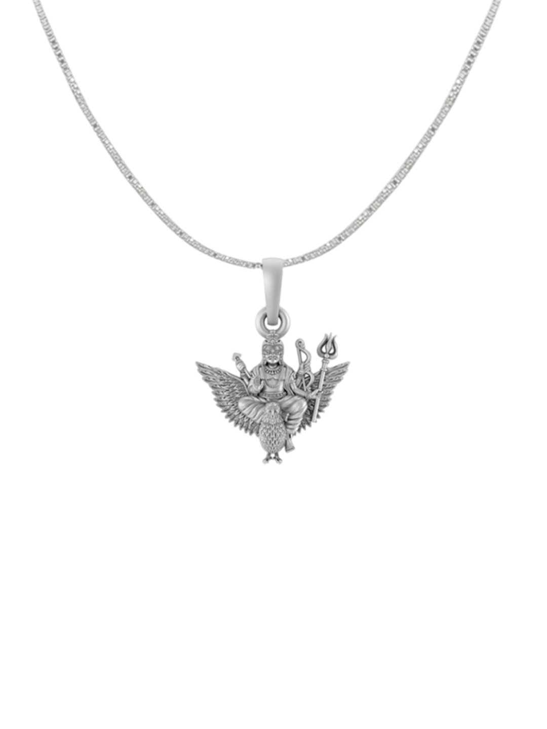 Metronaut 92.5 Sterling Silver Shani Dev Goddess Pendant with Box Chain