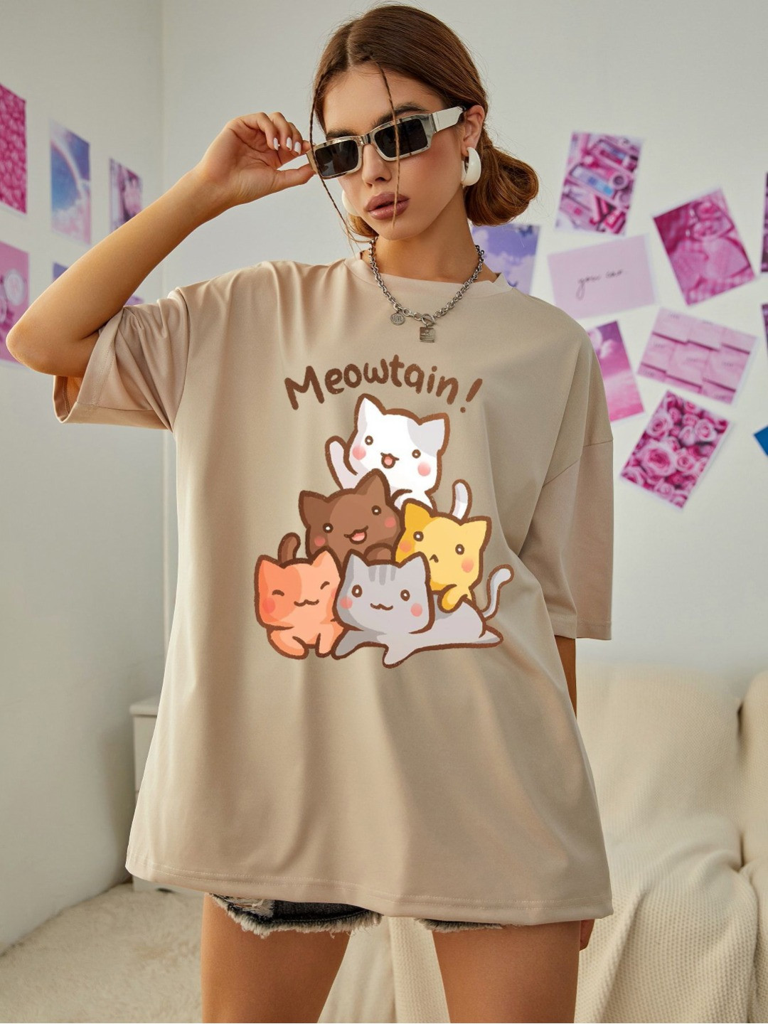 ABSOLUTE DEFENSE Women Graphic Printed Round Neck Cotton Oversized T-shirt