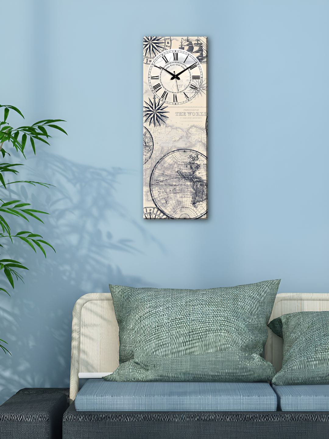 OLIVE TREE Wooden Designer Wood Large Display Rectangle Battery Analogue Wall Clock