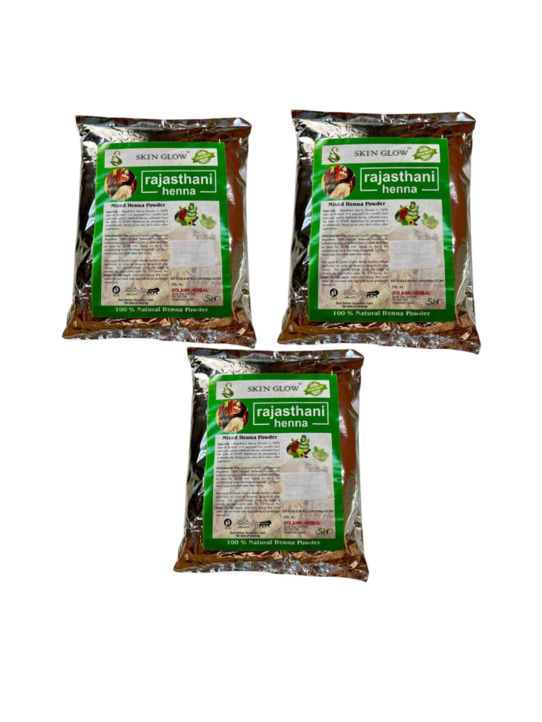 Rajasthani henna Set Of 3 Heena Powder For Hair - 500 g Each