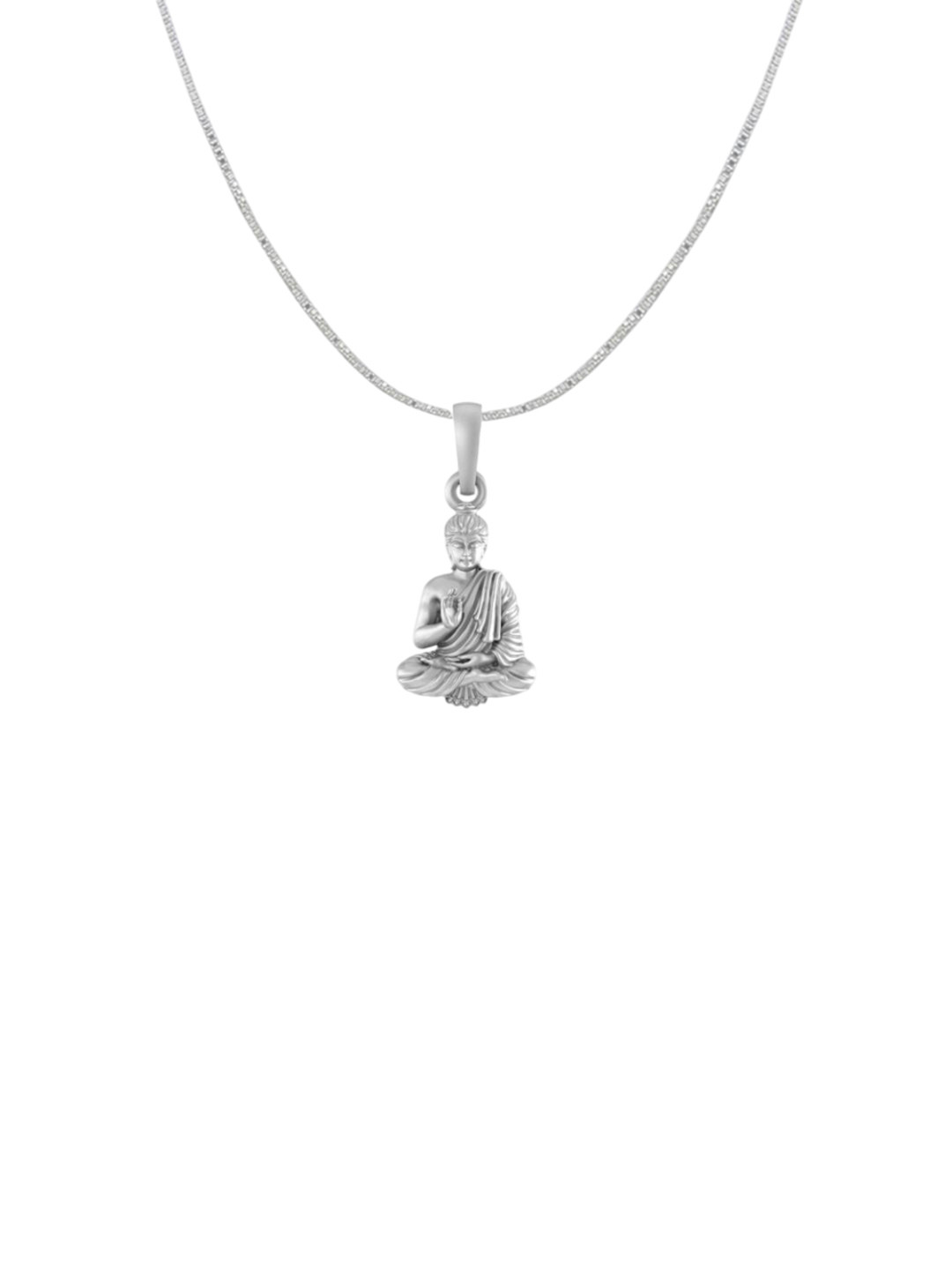 Metronaut 925 Sterling Silver Buddha Pendant With Box Chain