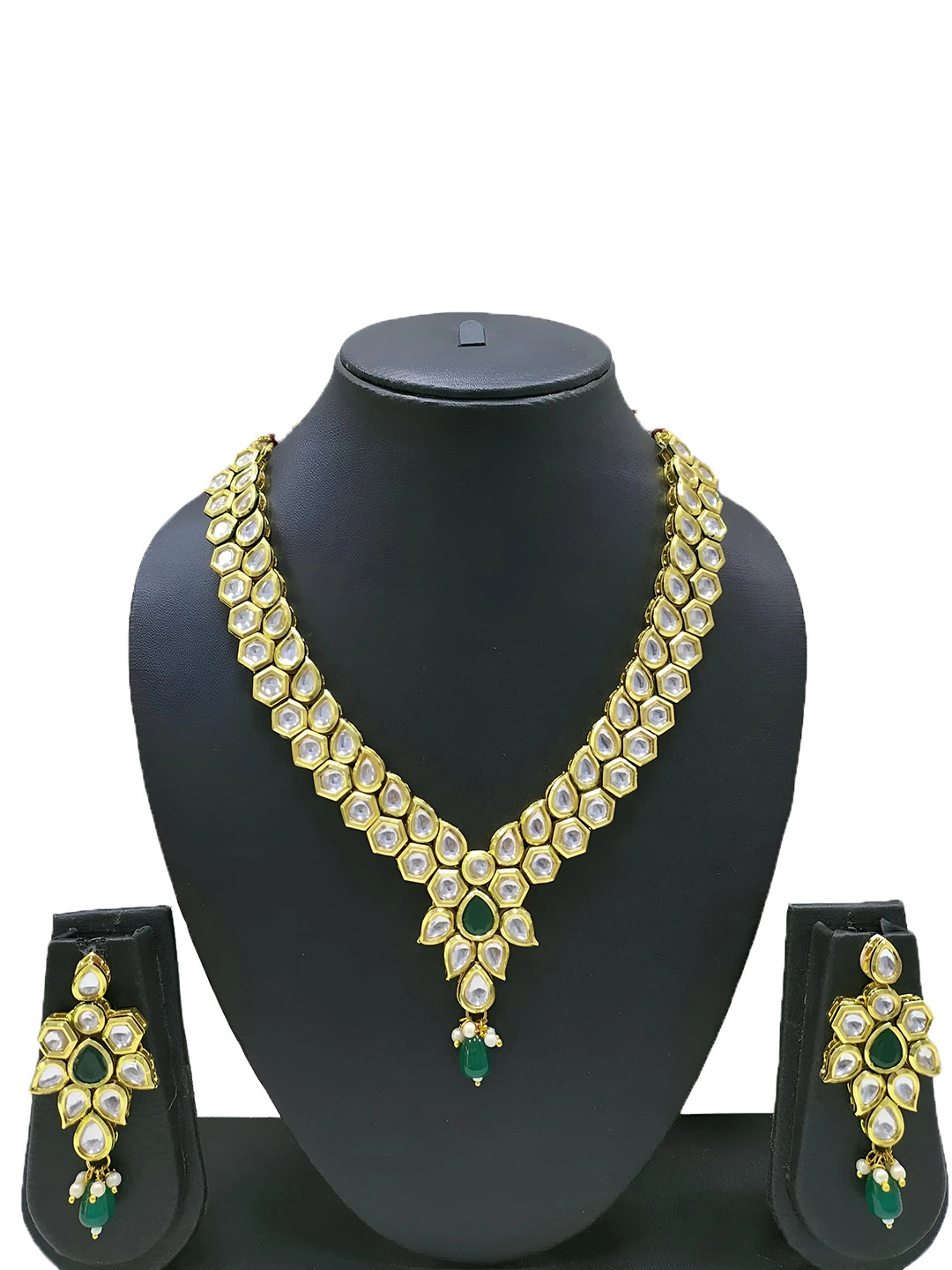 Knight Angel Jewels Gold-Plated Kundan Stones & Beads Studded Jewellery Set
