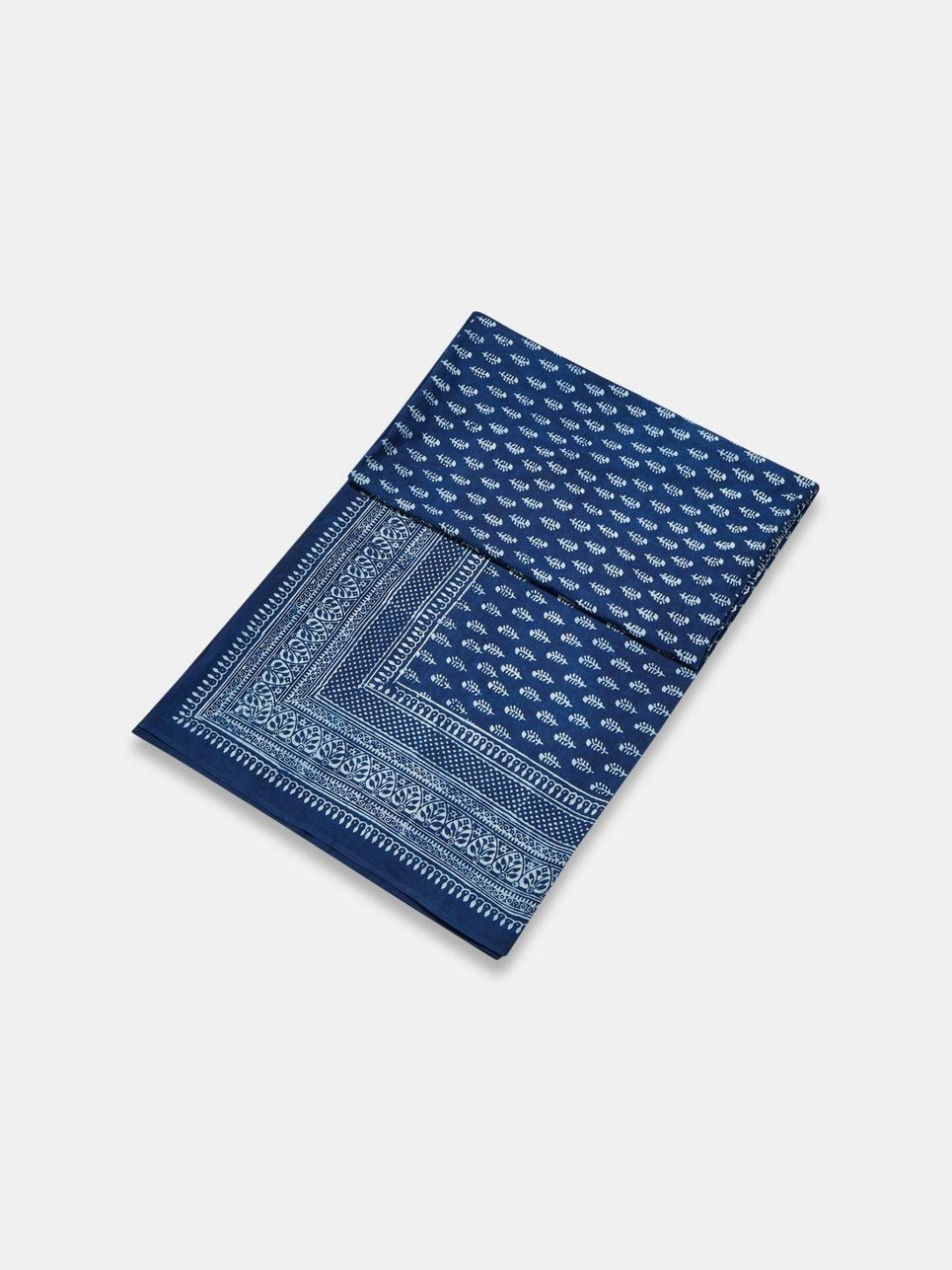 Fabindia Blue Floral Printed Dabu Cotton 8-Seater Table Cover