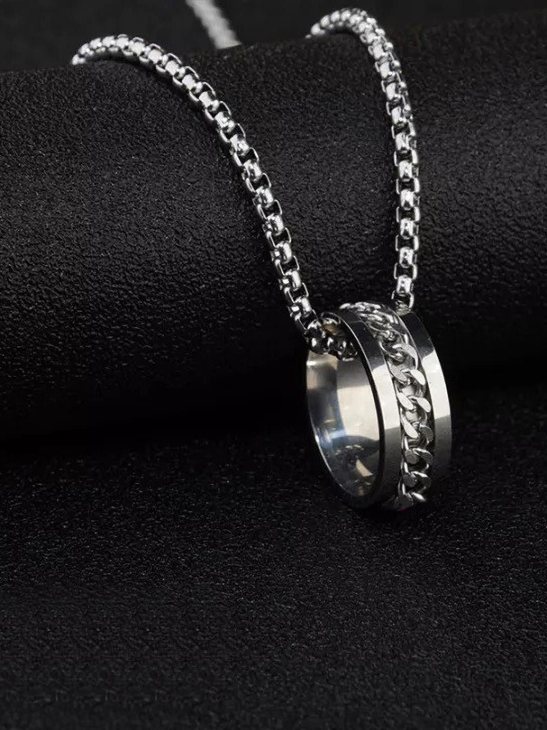 shobhram Rhodium-Plated Ring-Charm Pendants With Chains