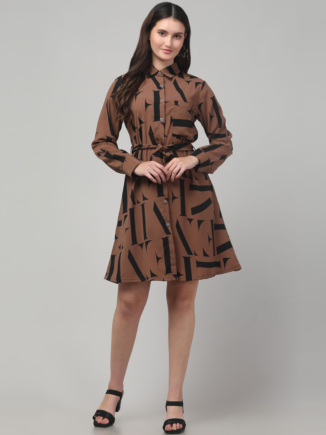 Clobug Women Abstract Shirt Dress