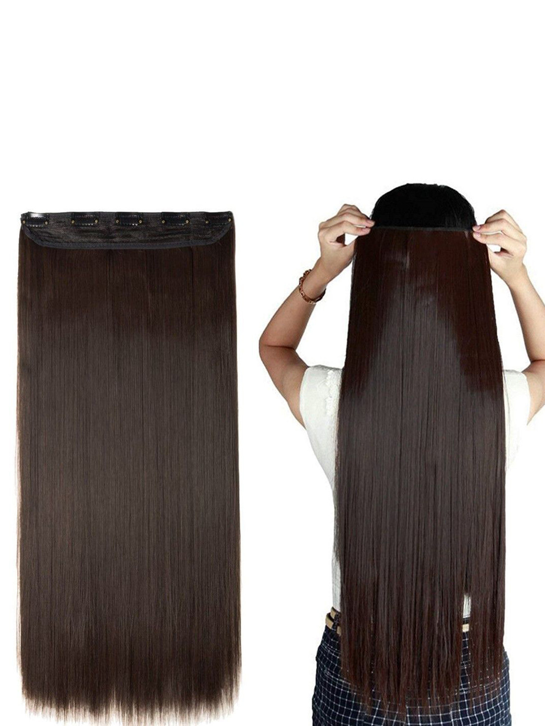 ABS Clip-In Straight Hair Extension - Brown - 24 Inches