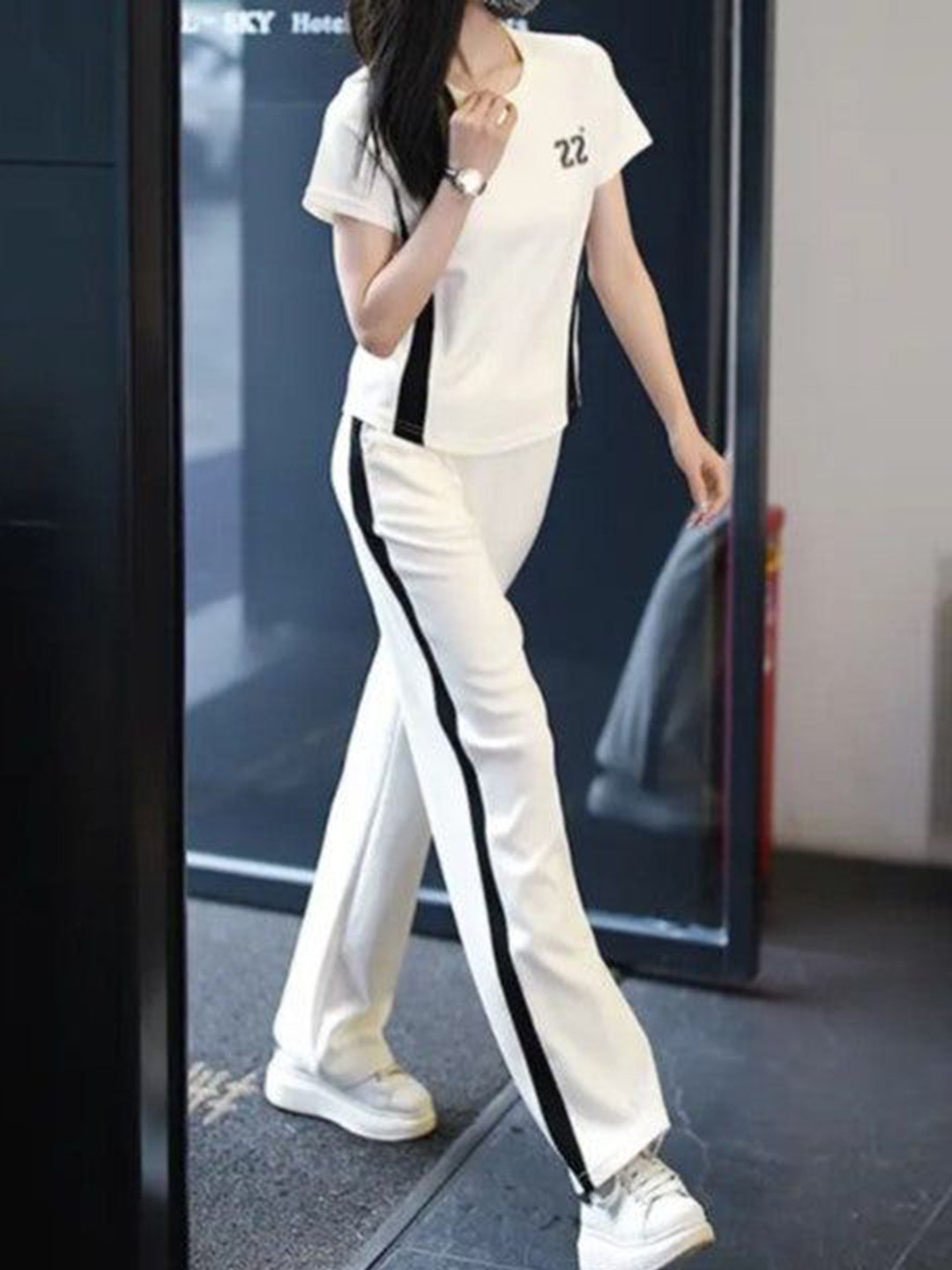 Outzidr White Relaxed Top & Pant Co-Ord Set