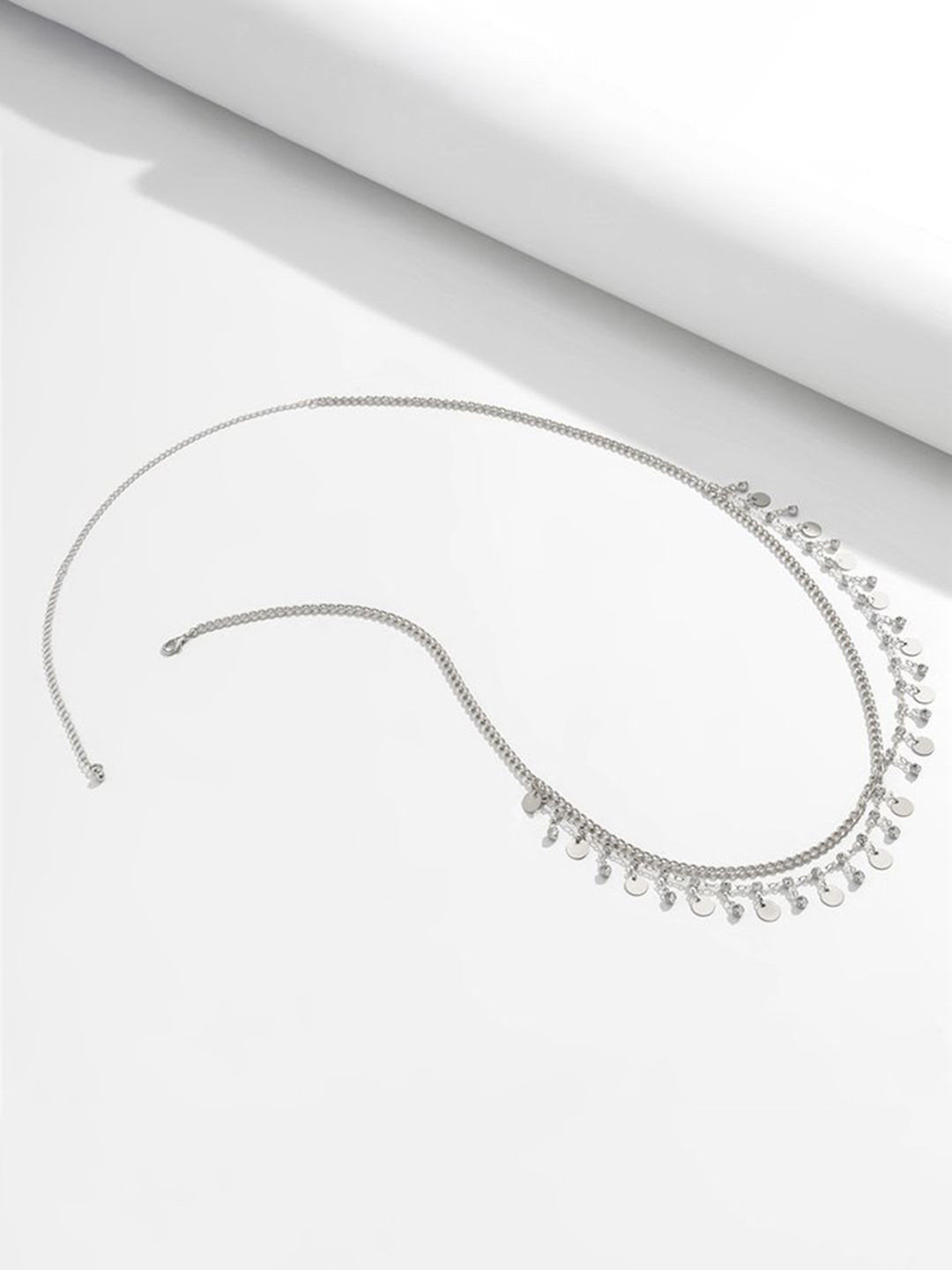 Peora Silver Plated Cubic Zirconia Studded Adjustable Layer Waist Chain Kamarbandh