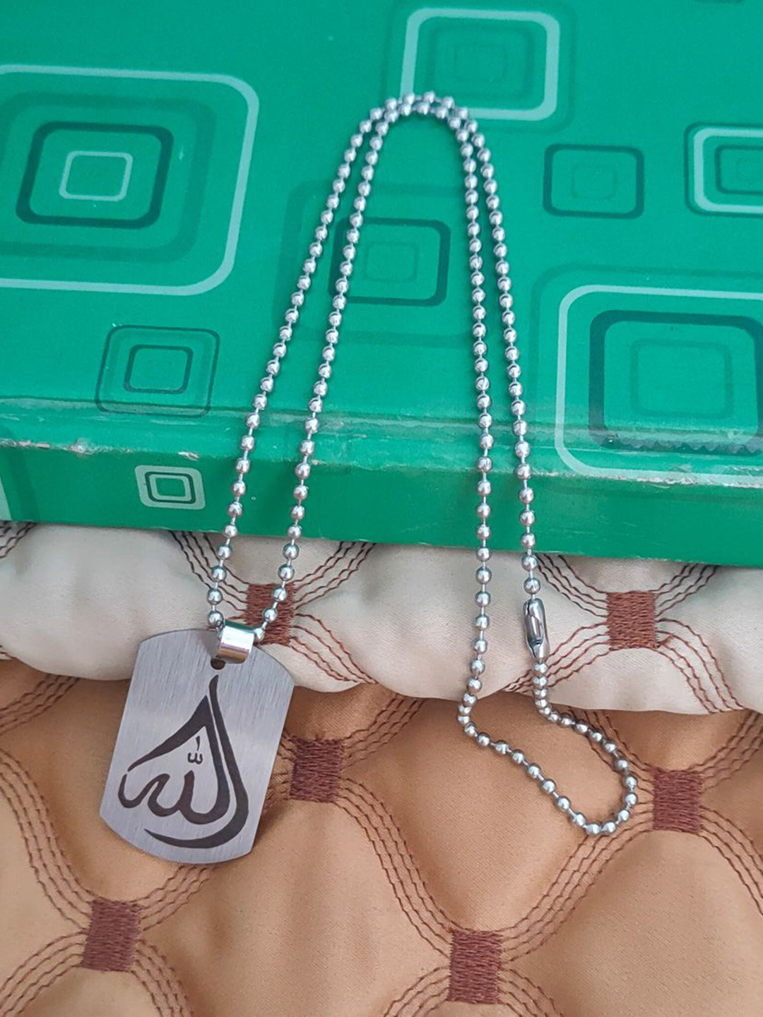 M Men Style Stainless Steel Silver Plated Contemporary Islamic Allah Muslim Pendant