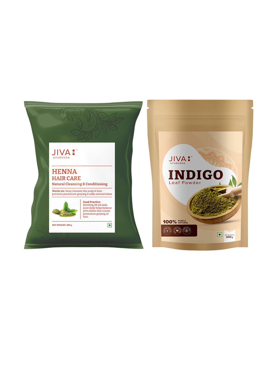 Jiva Set Of 2 Henna & Indigo Powder Hair Color- 200 g Each