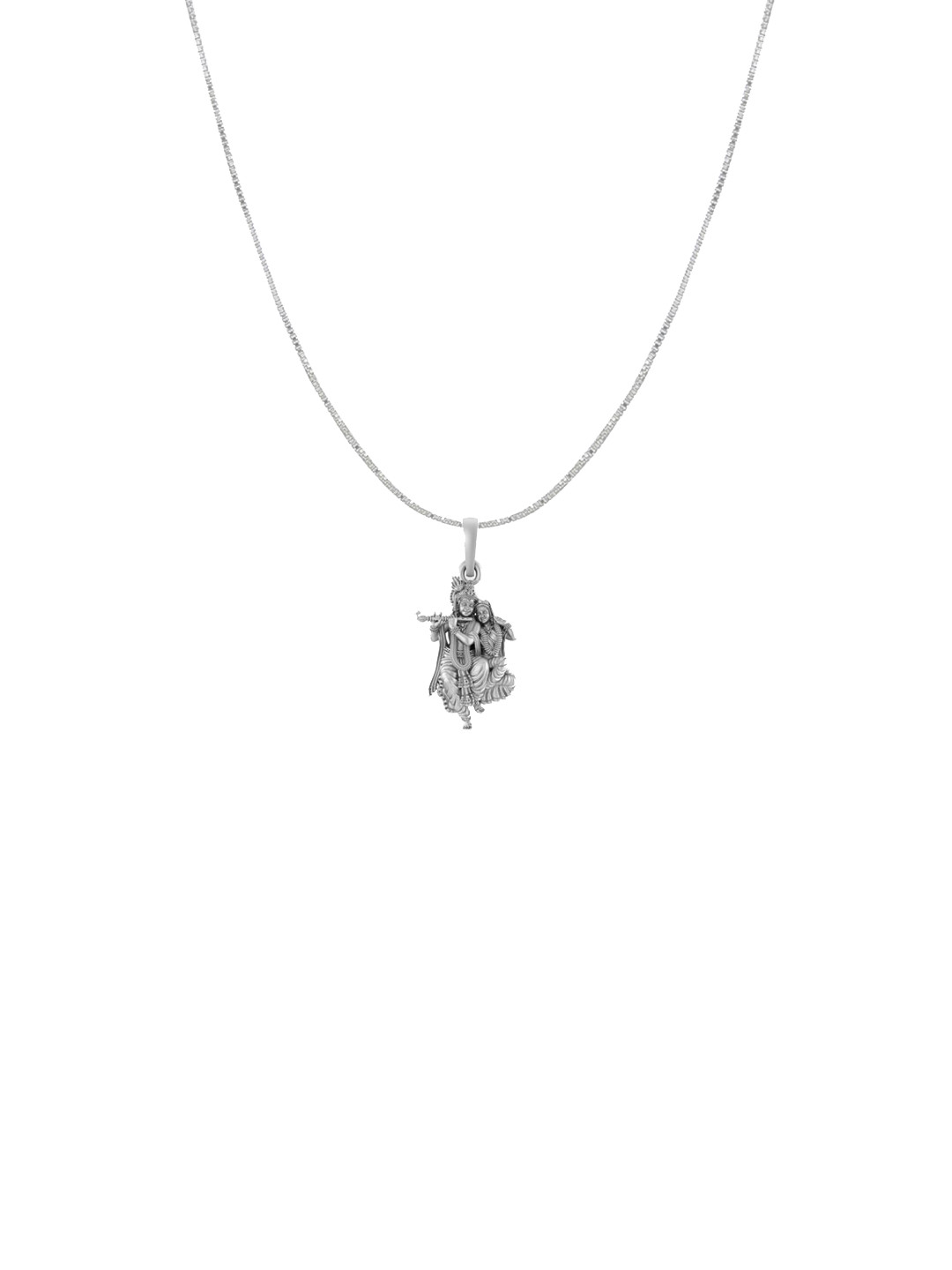 Metronaut 92.5 Sterling Silver Radha Krishna Goddess Pendant with Box Chain