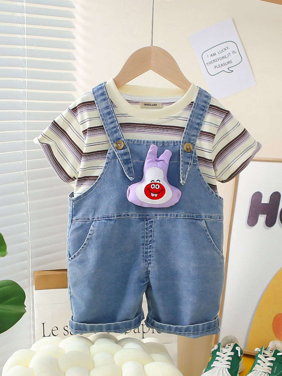 INCLUD Boys Stripe T-Shirt With Dungaree