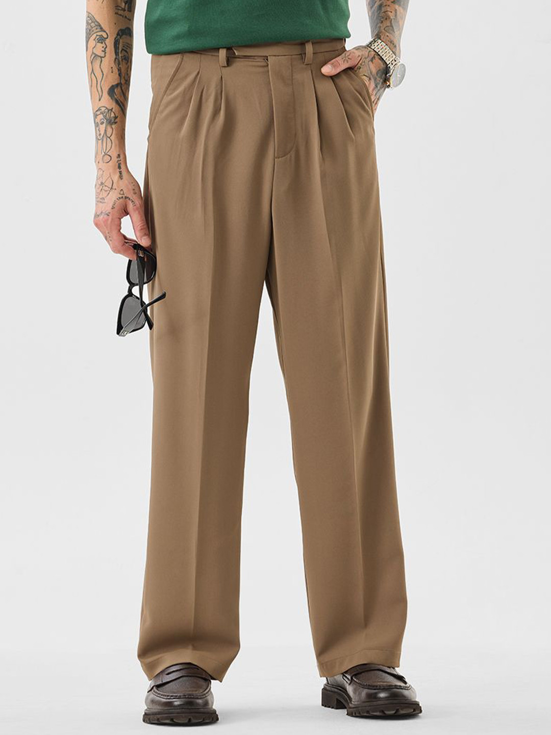Snitch Tan Mid-Rise Relaxed Fit Trouser