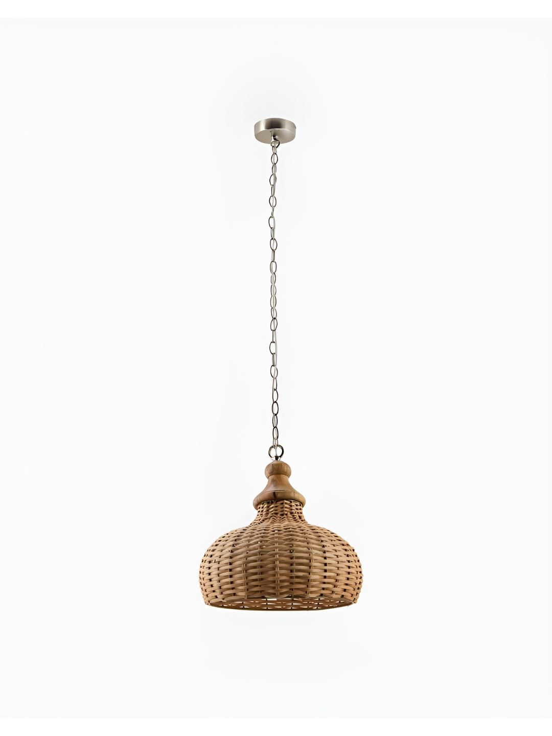 Fabindia Beige Textured Traditional Wooden Ceiling Lamp
