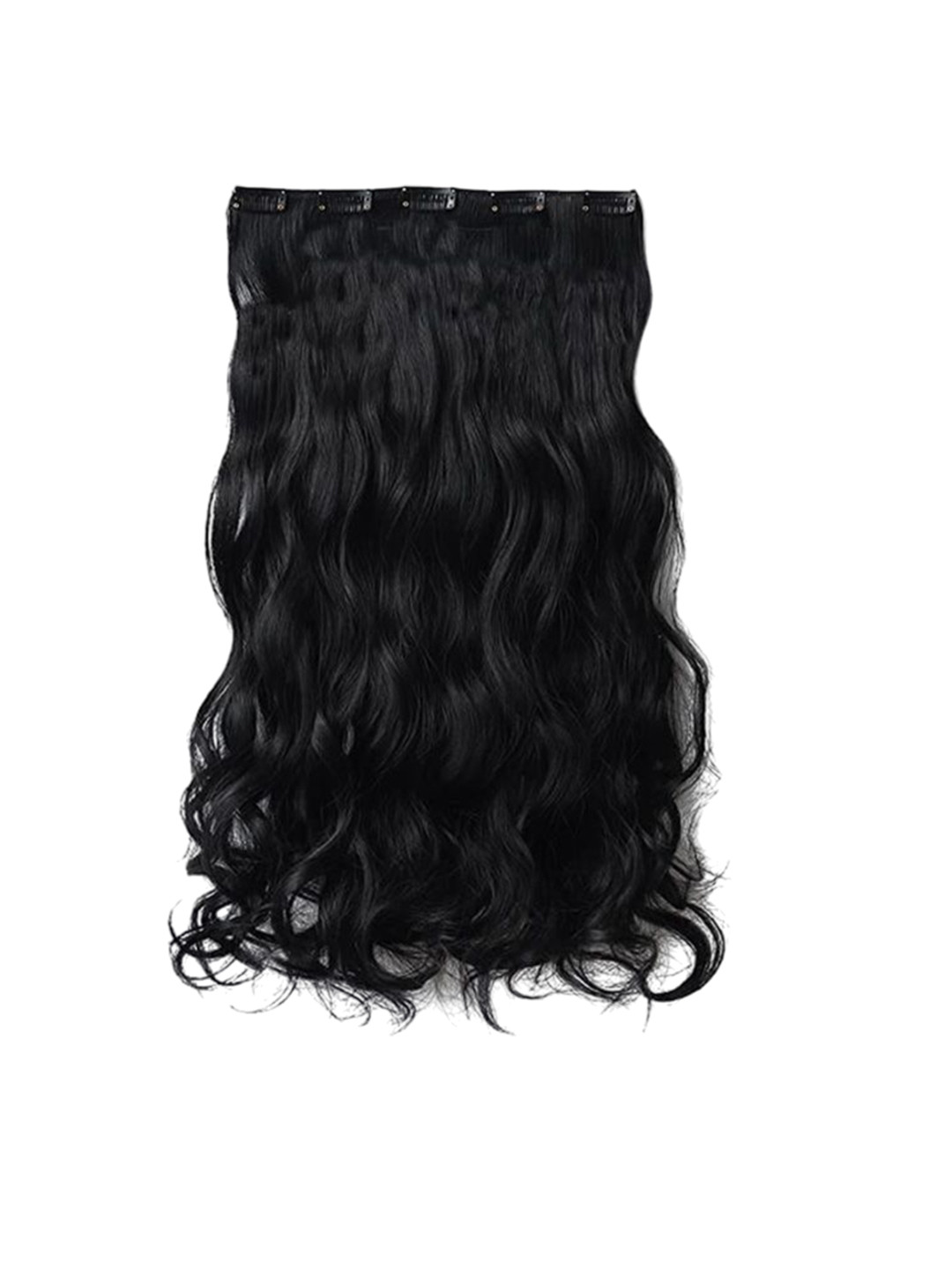 VIEWS Wavy Clip-In Scalp Topper Premium Heat-Resistant Hair Extension - Black- 24 Inch
