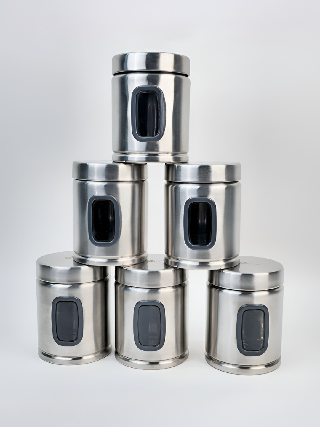 The Better Home Steel Stainless Steel Dishwasher Safe 6 Piece Clip-On Canister-1L