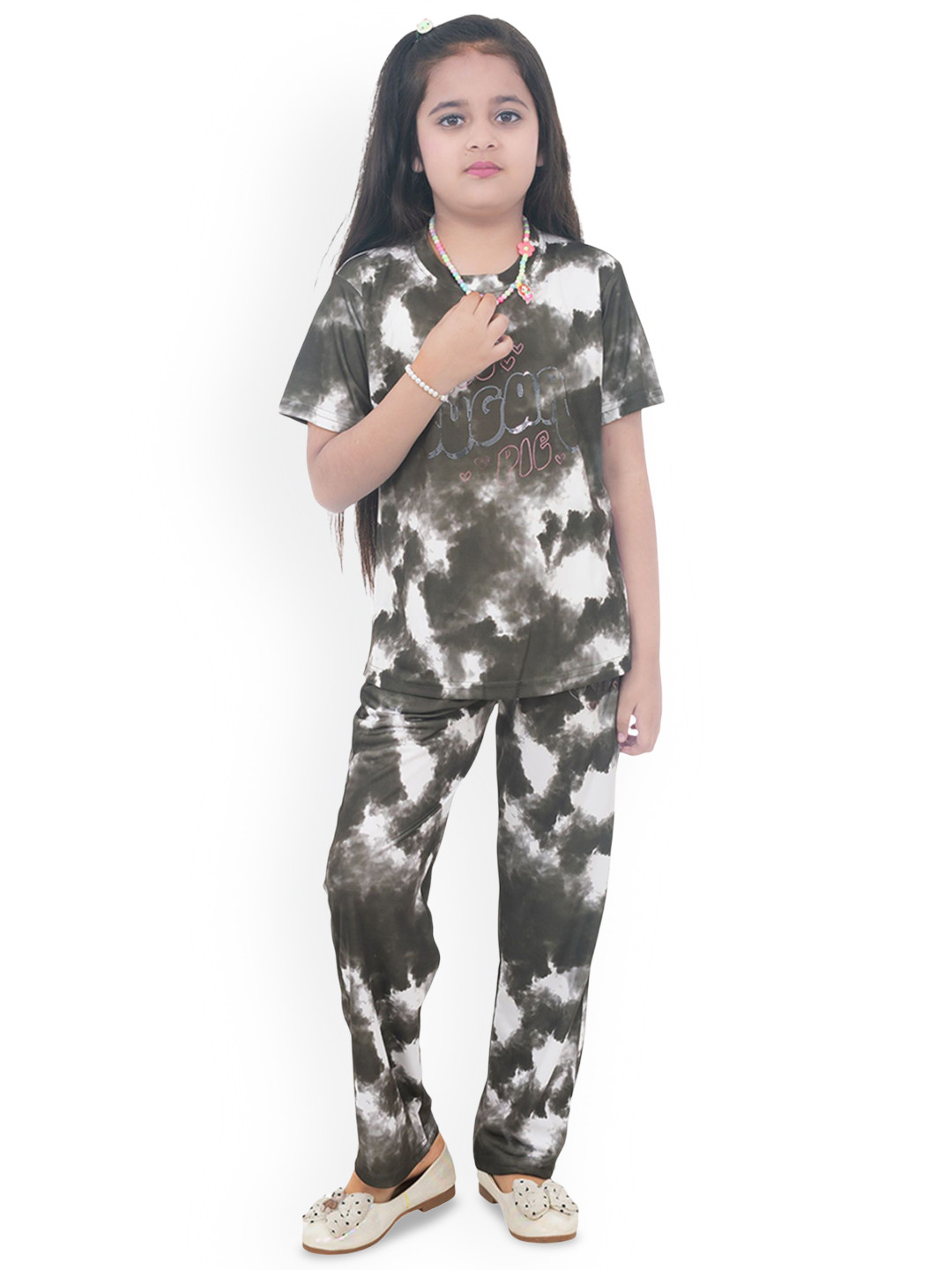 BUFFARO Girls Abstract Printed T-shirt With Trousers