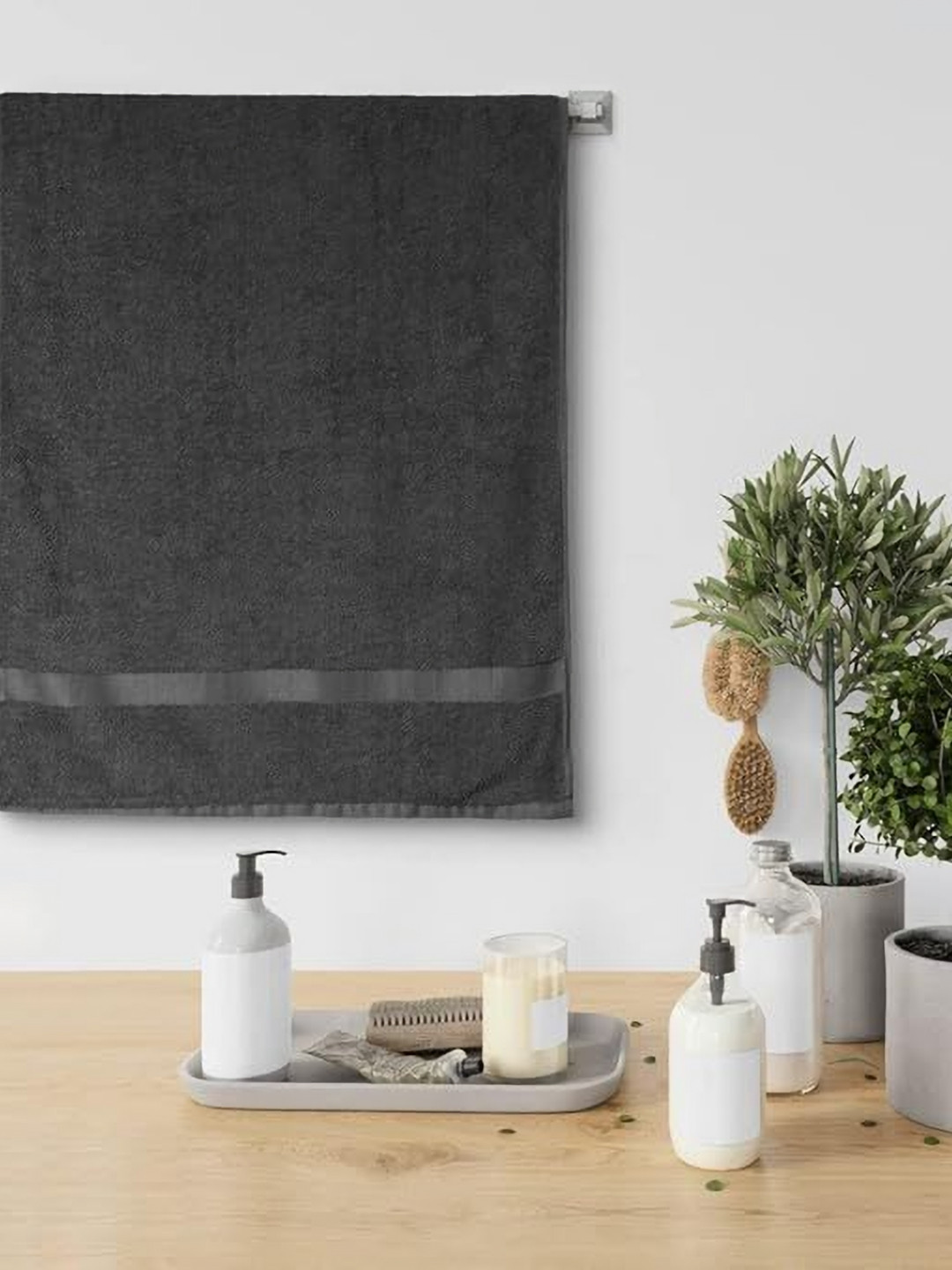 METRO LIVING Grey 225 GSM Bath Towel