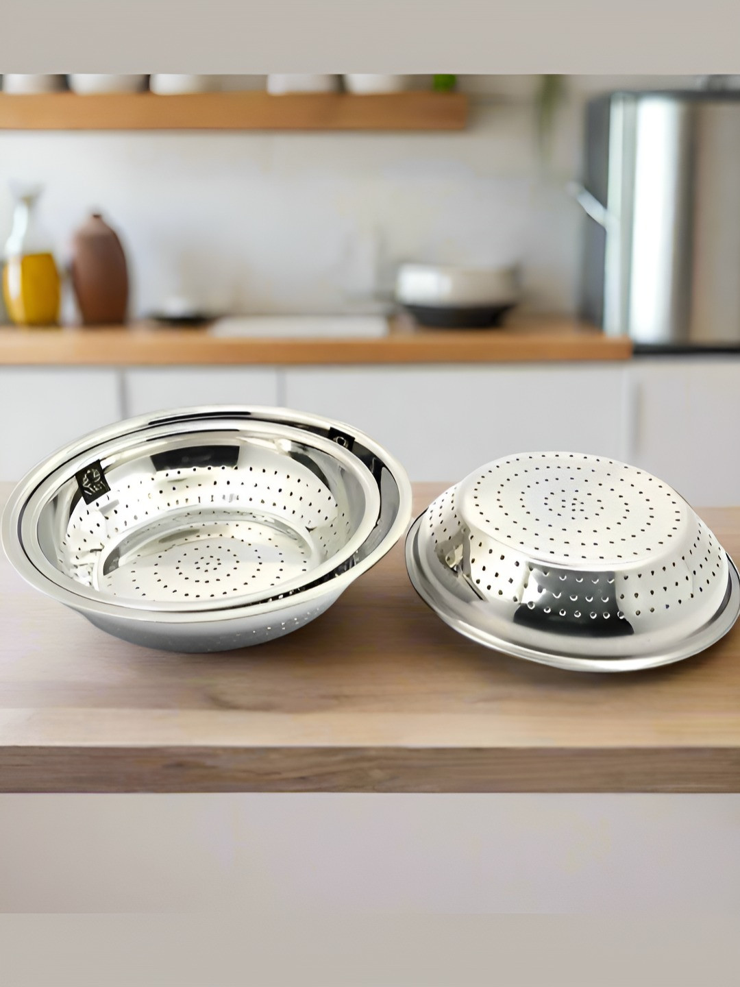 Nyra Kitchenware Steel 3 Pieces Stainless Steel Colander Strainers