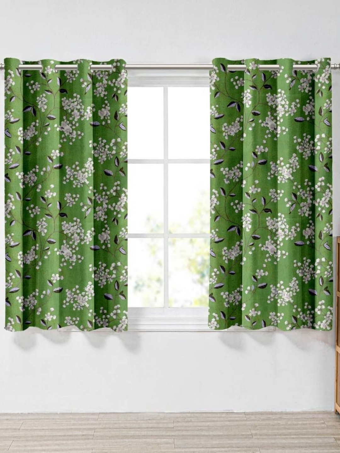 Aura Green & Grey 2 Pieces Door Curtain