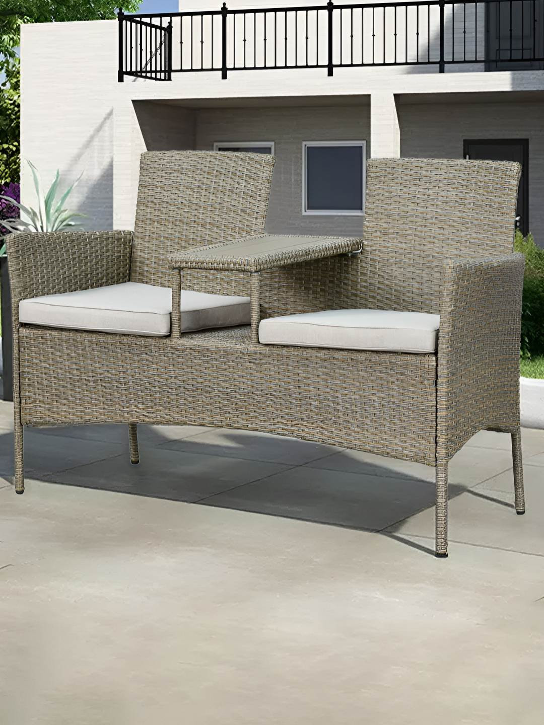 Royaloak Beige Melaka Malaysian Wicker Outdoor 2 Seater Chair