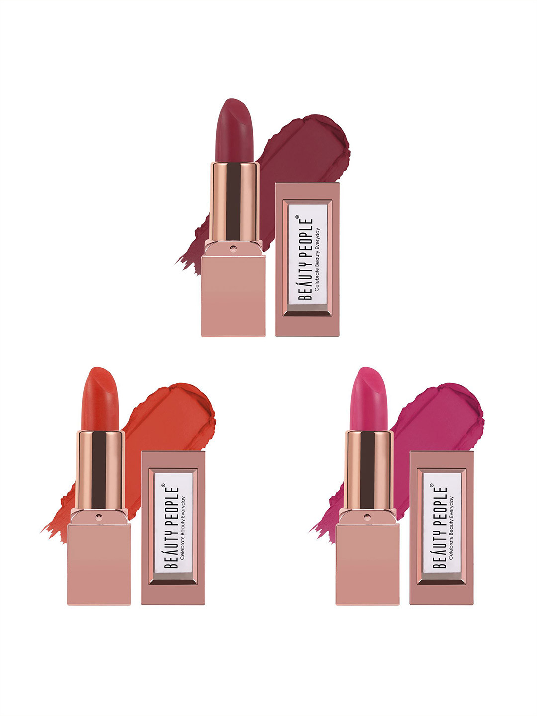 Beauty People Set Of 3 Glorified Gold Matte Lipstick- 3.8 g Each - Shade 103- 128- 131