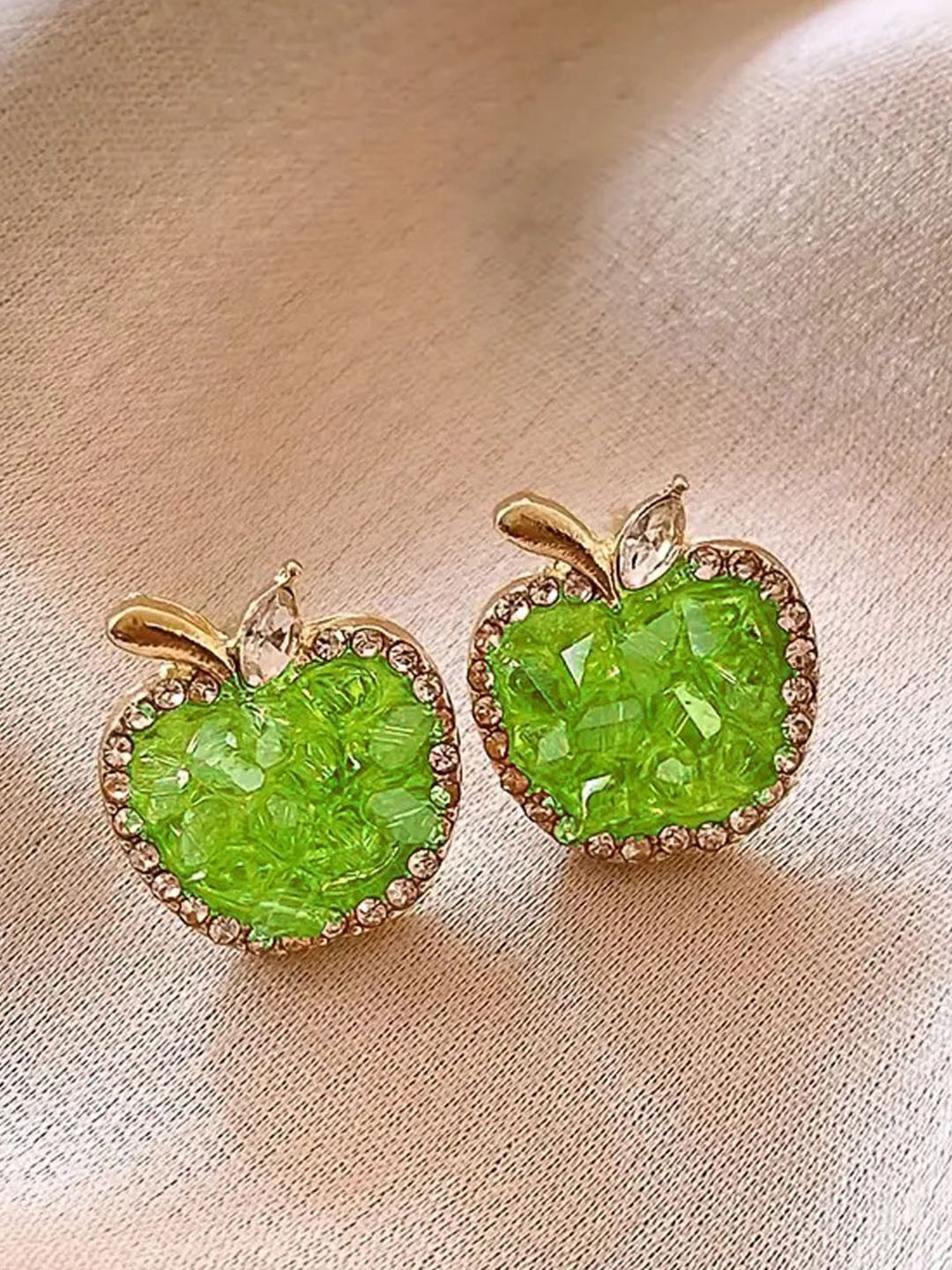 Krelin Gold-Plated Crystals Stones Studded Apple Shaped Studs
