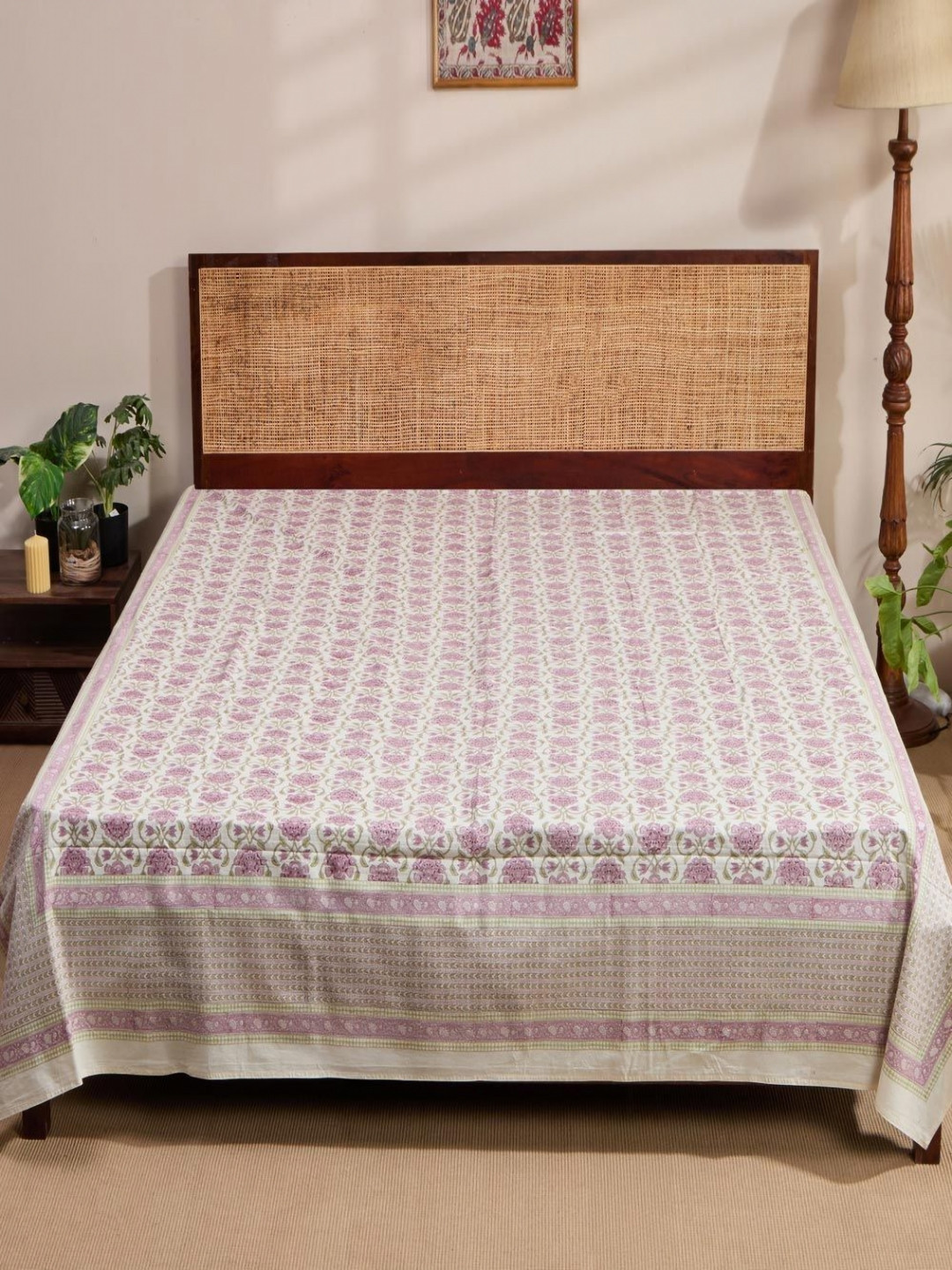 Fabindia Purple & Off-White Jarul Printed Single SizeBedCover